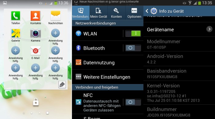 Samsung galaxy  S II Plus android 4.2.2