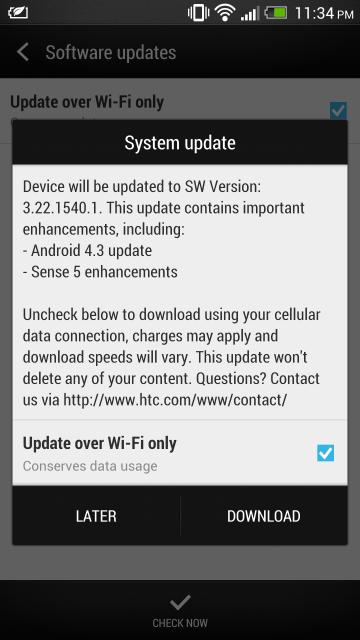 htc one android 43 update