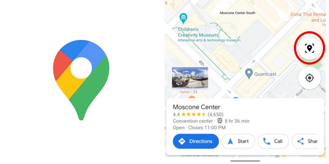 Google Maps Live View AR Button