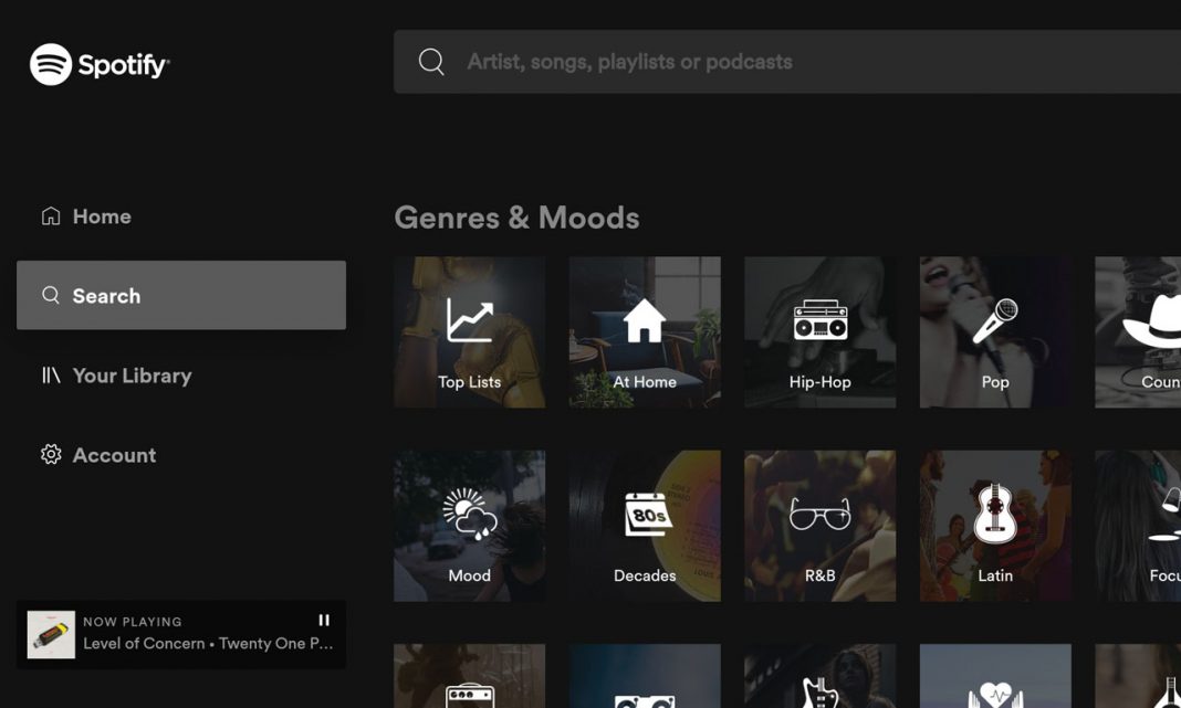Spotify new UI Android TV