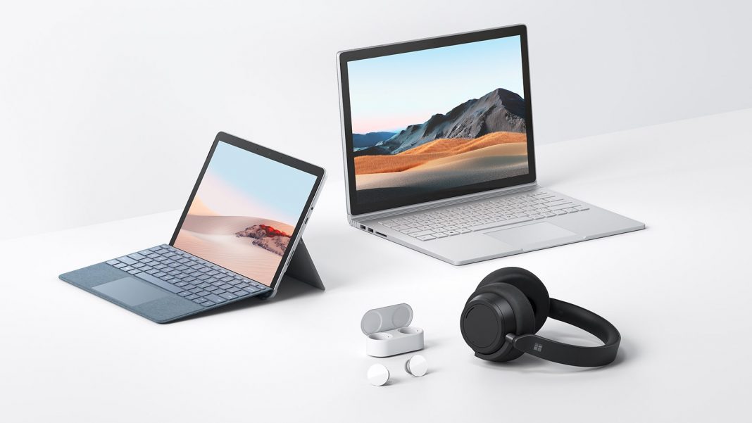 Microsoft Surface Book 3, Surface Go 2, Surface Headphones 2, Surface Dock 2, Surface USB-C Travel Hub