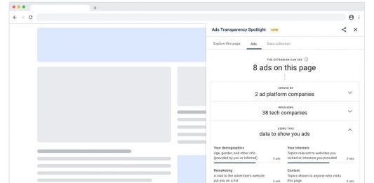 Νέο πρόσθετο του Chrome by Google για περισσότερη διαφάνεια στις διαφημίσεις Ads Transparency Spotlight (Alpha) google chrome
