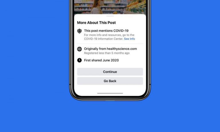 facebook covid-19 pop up