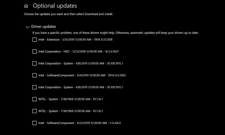 Windows 10 windows updates intel 1968