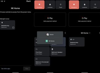 Xiaomi Mi Home app Power Menu