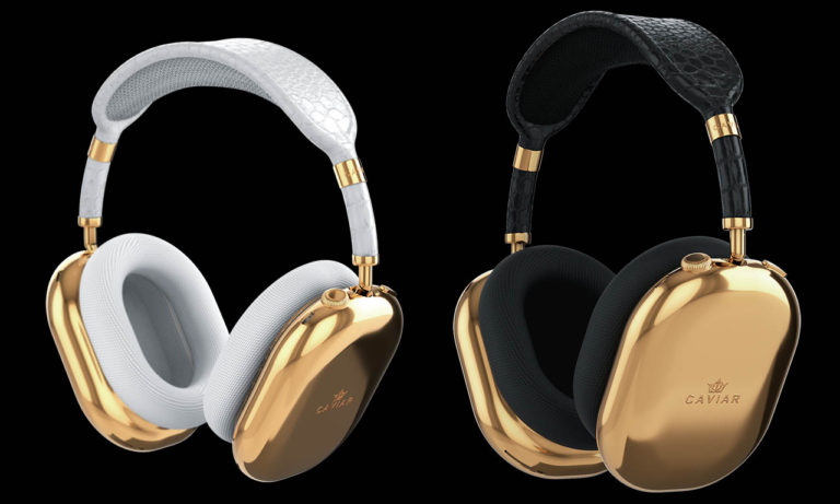 airpods max caviar 750 gold crocodile leather
