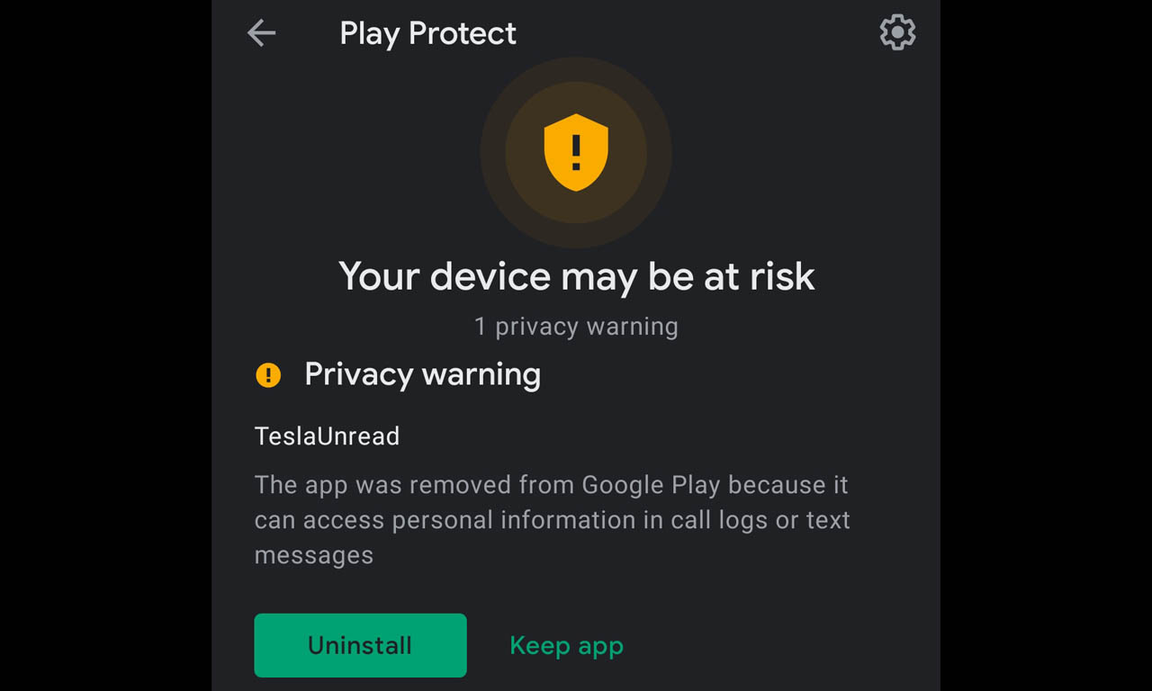 Google Play Warning About TeslaUnread Nova Launcher