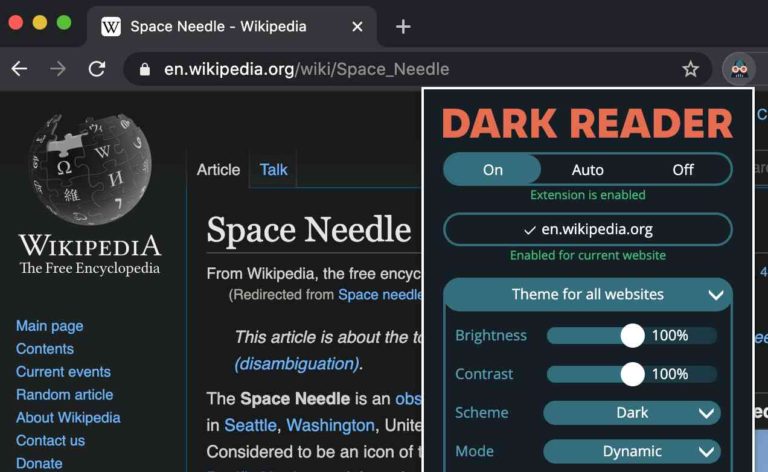 Как настроить dark reader