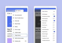 vivaldi 3.6 android page actions