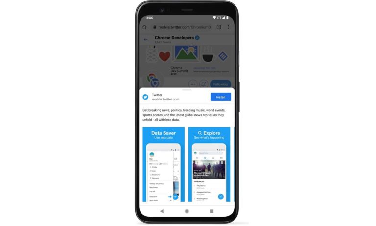 chrome android new pwa install dialog