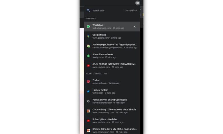 chrome recently closed tabs