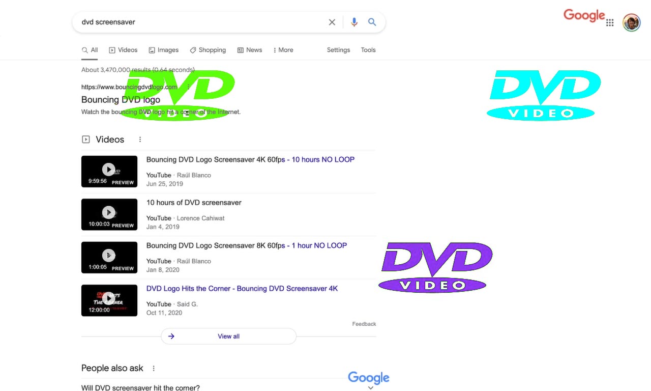 Google's 'DVD Screensaver' Easter egg makes the logo bounce around