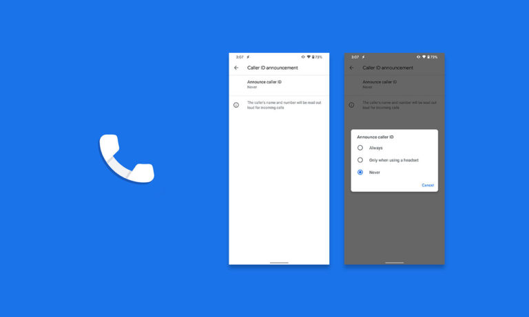 google phone caller id announce