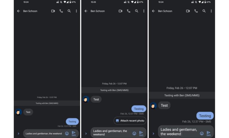google messages text size