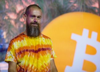 jack dorsey on bitcoin background