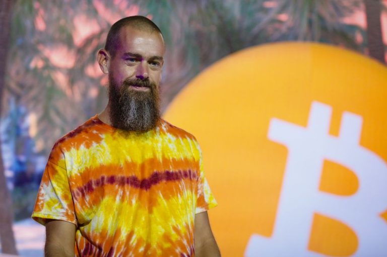 jack dorsey on bitcoin background