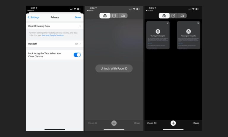 chrome incognito fingerprint scanner lock
