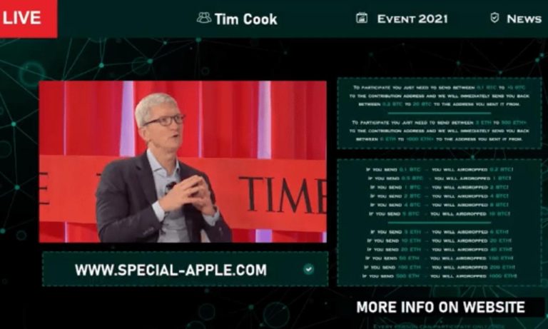 Fake Apple YouTube Stream Crypto Scam