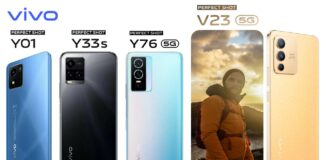 vivo V23 5G, Y76 5G, Y33s, Y01 Greece Launch