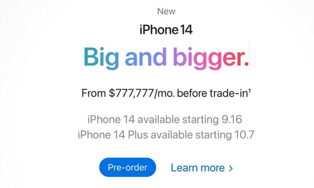 iPhone 14 price glitch