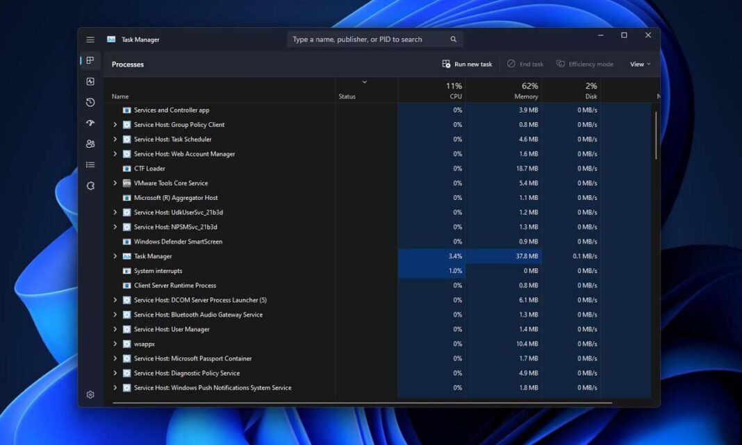 Windows 11 Διαχείριση εργασιών αναζήτηση
