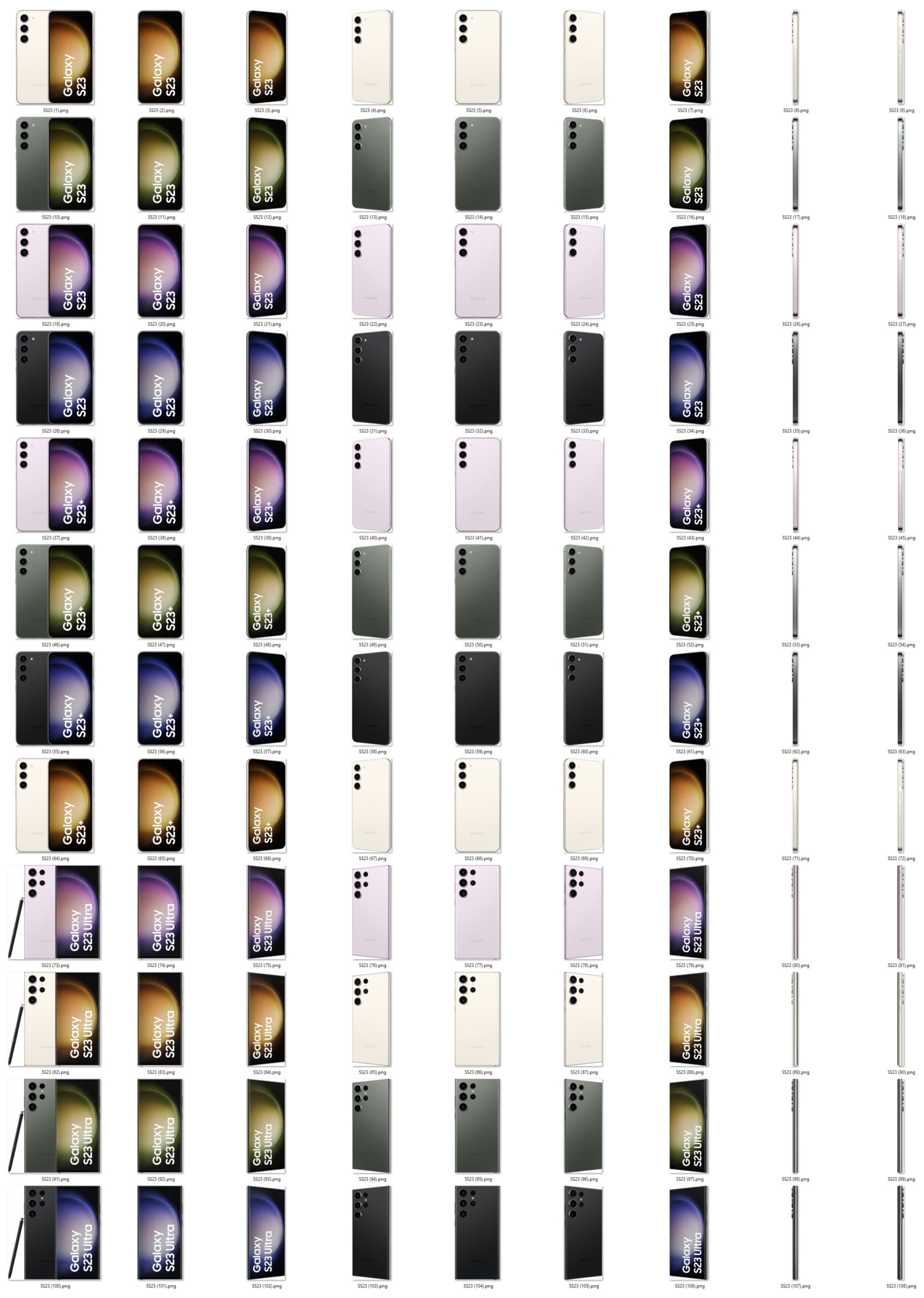 Samsung Galaxy S23 Ultra series press renders