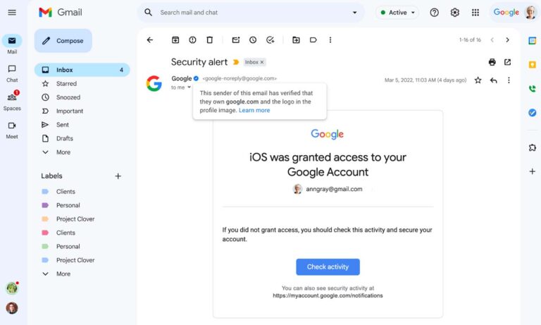 Gmail Google Checkmark