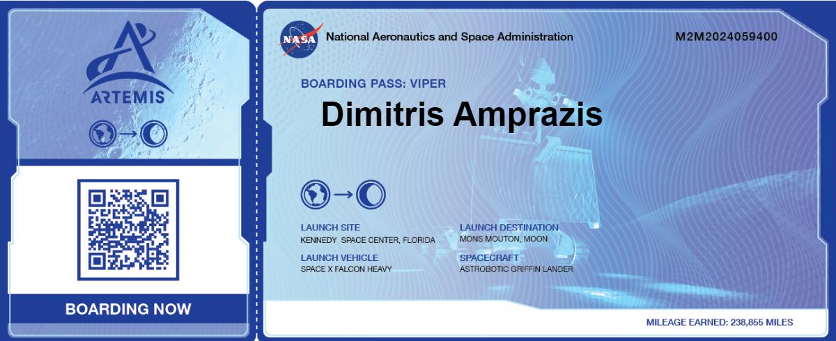 NASA Φεγγάρι boarding pass
