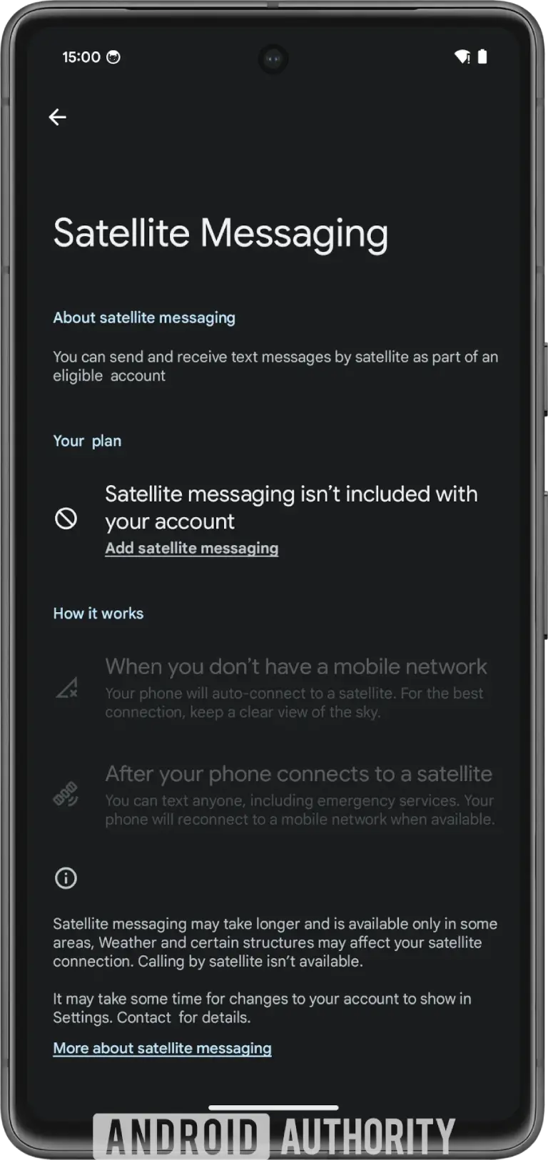 Direct to Cell Satellite Messaging Android