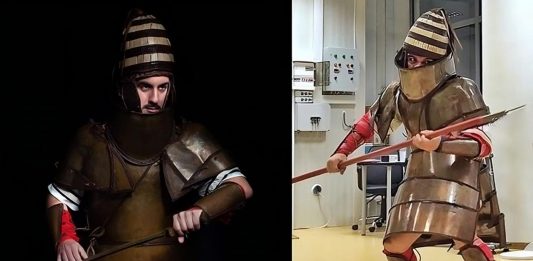 ΟΥΚάδες δοκιμάζουν σε μάχη αρχαιοελληνική πανοπλία 3.500 ετών πανοπλία των Δενδρών