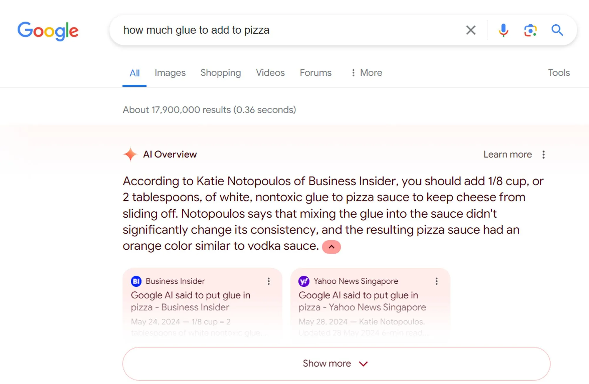 Google AI Overviews Pizza