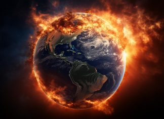 earth on fire hot NASA