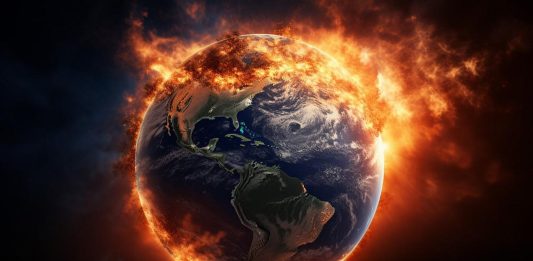 earth on fire hot NASA