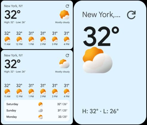 Google Weather app widgets