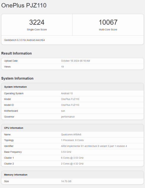 Snapdragon 8 elite geekbench