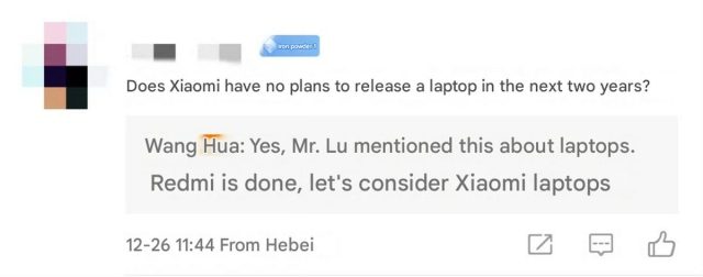 xiaomi weibo laptop 