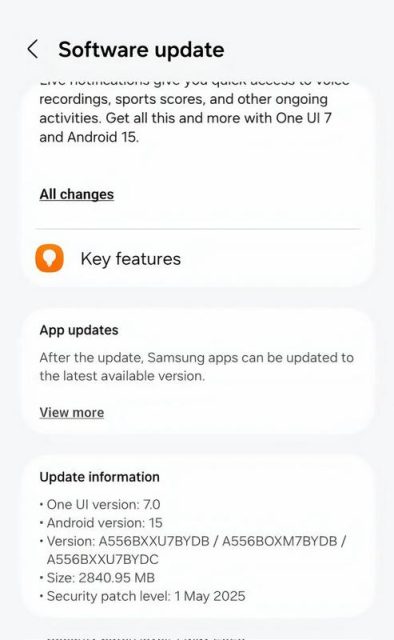 galaxy A55 One UI 7.0 