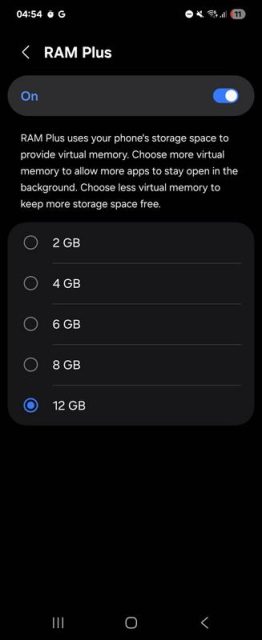 Samsung RAM Plus One UI 8 