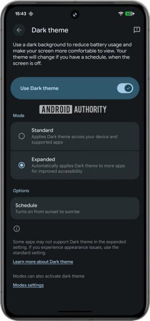 Android dark mode 
