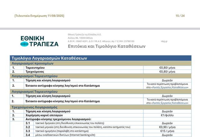 Εθνική λογαριασμοί 0.80 λεπτών