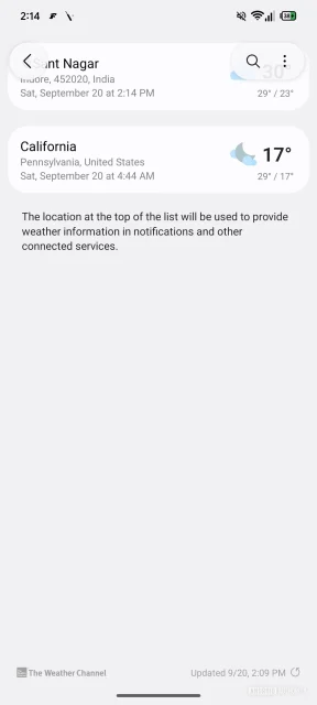 One UI 8.5 εφαρμογή καιρού