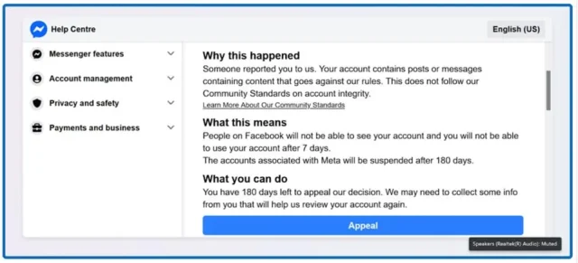 μήνυμα απάτης Facebook