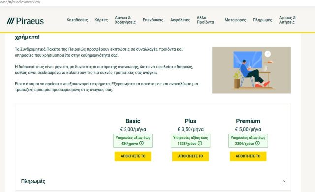 συνδρομητικά πακέτα Πειραιώς