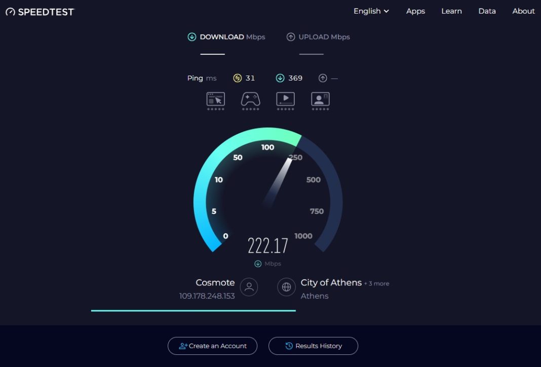 speedtest 1 πόλεις περιοχές ταχύτητες κινητής Ελλάδα