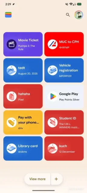 Google Wallet εμφάνιση