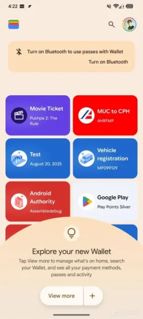 Google Wallet εμφάνιση