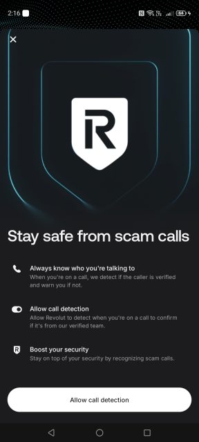 revolut spam detection call