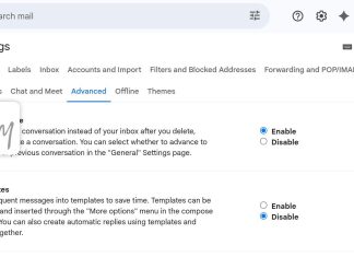 Εικόνα από το Gmail μου που δείχνει το χαρακτηριστικό auto advance