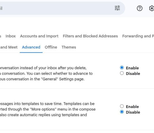 Gmail: Ενεργοποιήστε όλοι το auto-advance, αυτός είναι ο λόγος Εικόνα από το Gmail μου που δείχνει το χαρακτηριστικό auto advance