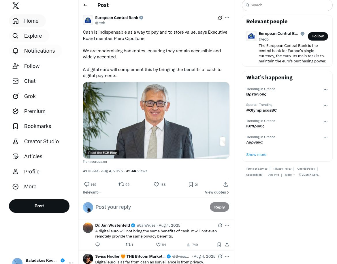 μετρητά tweet Piero Cipollone